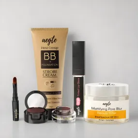 Aegte Kiss Me Magic pH Tinted Lip Gloss, Intense Coverage BB   Foundation Strobe Cream, Mattifying Pore Blur Beauty Filter Primer   Sunscreen & 3D Gel Kajal (3 in 1 Kajal-Gel Eyeliner-Eyebrow Filler)