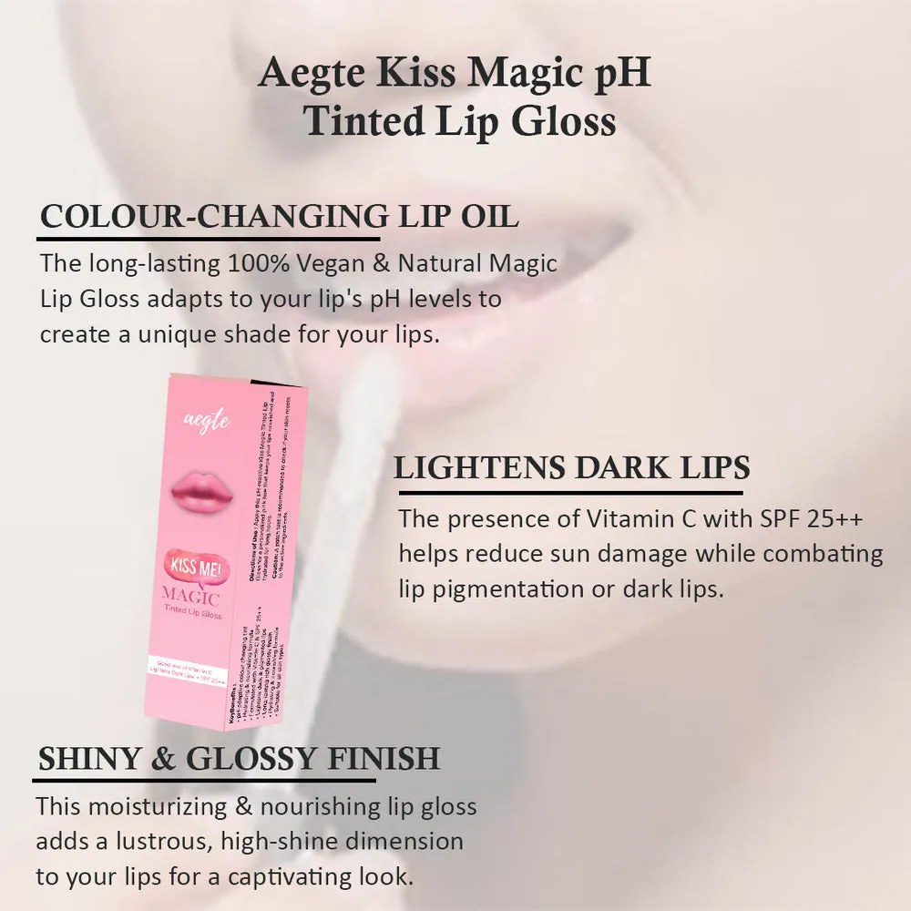 Aegte Kiss Me Magic pH Tinted Lip Gloss, Intense Coverage BB   Foundation Strobe Cream, Mattifying Pore Blur Beauty Filter Primer   Sunscreen & 3D Gel Kajal (3 in 1 Kajal-Gel Eyeliner-Eyebrow Filler)
