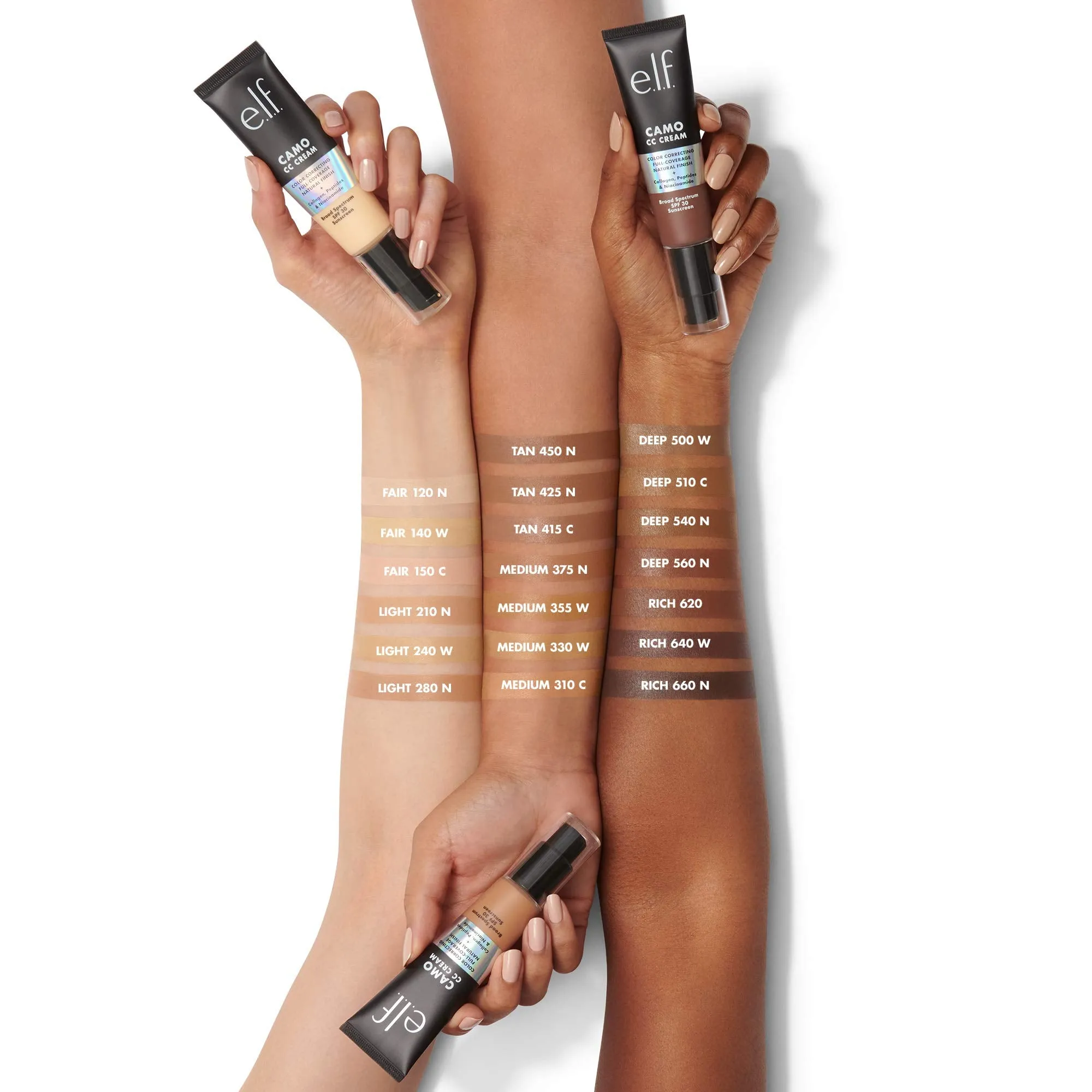e.l.f. Camo CC Cream | Color Correcting Full Coverage Foundation with SPF 30 | Light 210 N | 1.05 Oz (30g)