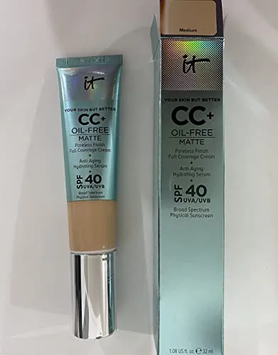 it Cosmetics CC  Oil-Free Poreless Finish Full Coverage Cream   Anti Aging Hydrating Serum (Medium)