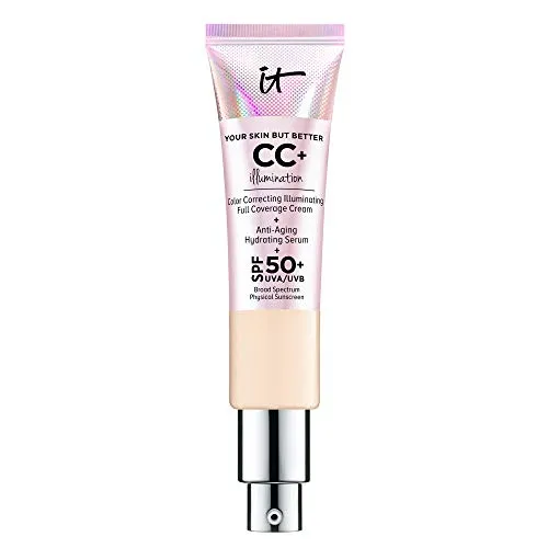 IT Cosmetics Your Skin But Better CC  Cream Illumination, Light (W) - Color Correcting Cream, Full-Coverage Foundation, Hydrating Serum & SPF 50  Sunscreen - Radiant Finish - 1.08 fl oz